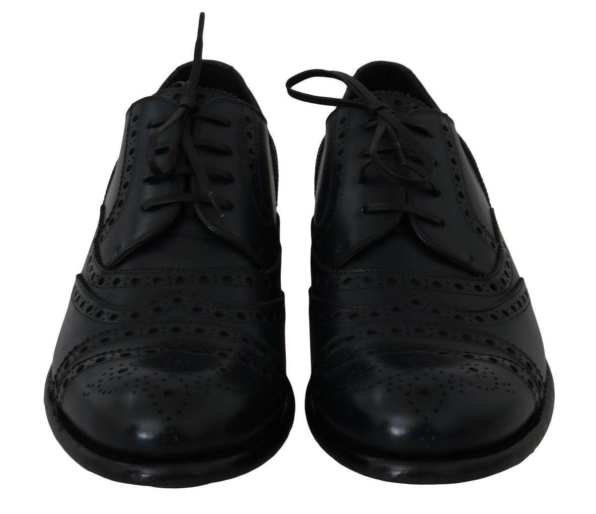 Chaussures habillées Oxford à bout en aile en cuir bleu foncé de Dolce &amp; Gabbana