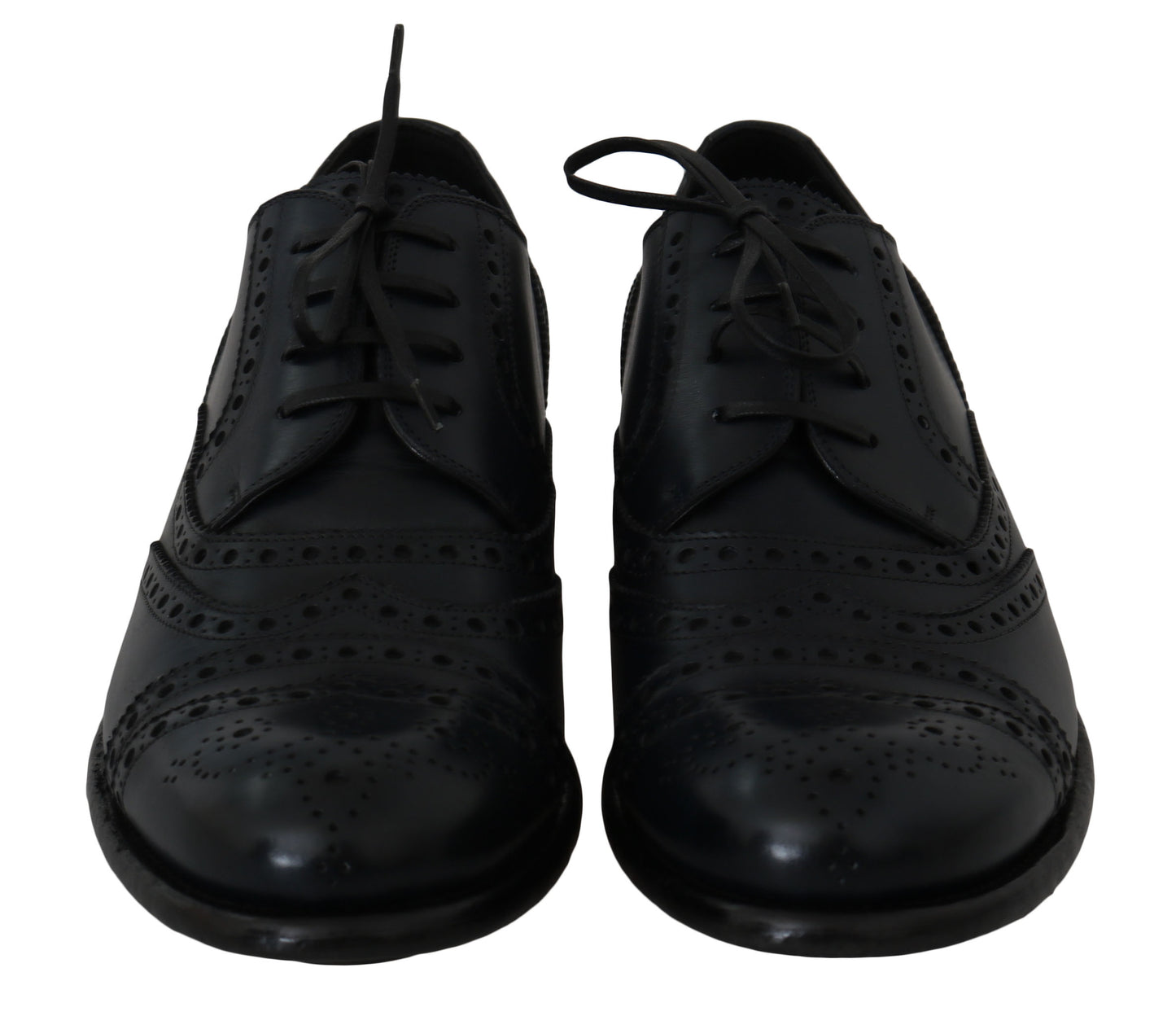 Chaussures habillées Oxford à bout en aile en cuir bleu foncé de Dolce &amp; Gabbana