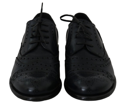 Chaussures habillées Oxford à bout en aile en cuir bleu foncé de Dolce &amp; Gabbana