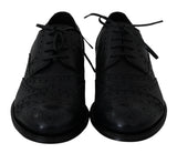 Chaussures habillées Oxford en cuir bleu à bout en aile de la marque Dolce &amp; Gabbana