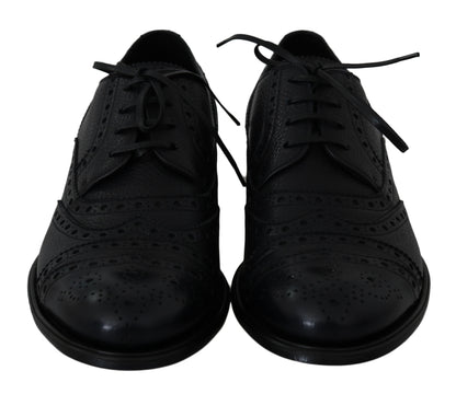 Chaussures habillées Oxford en cuir bleu à bout en aile de la marque Dolce & Gabbana