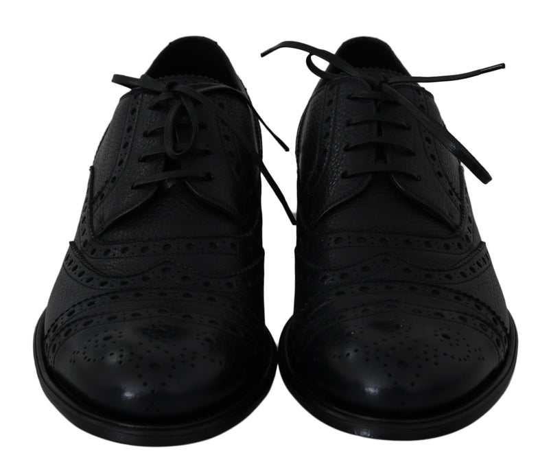Chaussures habillées Oxford en cuir bleu à bout en aile de la marque Dolce &amp; Gabbana