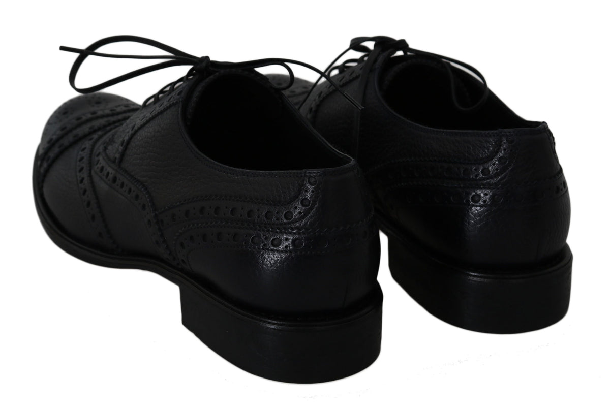 Chaussures habillées Oxford en cuir bleu à bout en aile de la marque Dolce &amp; Gabbana