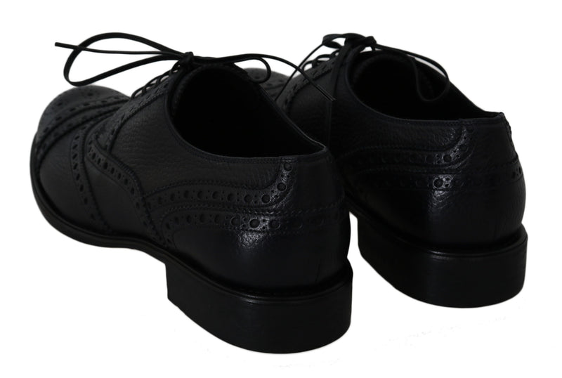 Chaussures habillées Oxford en cuir bleu à bout en aile de la marque Dolce &amp; Gabbana