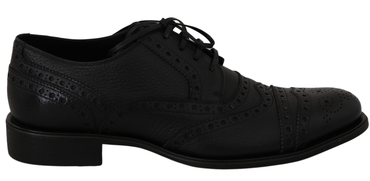 Chaussures habillées Oxford en cuir bleu à bout en aile de la marque Dolce &amp; Gabbana