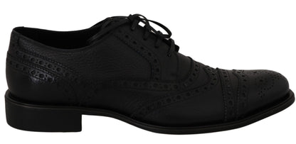 Chaussures habillées Oxford en cuir bleu à bout en aile de la marque Dolce & Gabbana