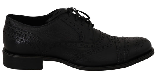 Chaussures habillées Oxford en cuir bleu à bout en aile de la marque Dolce & Gabbana