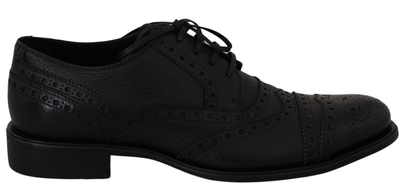 Chaussures habillées Oxford en cuir bleu à bout en aile de la marque Dolce &amp; Gabbana