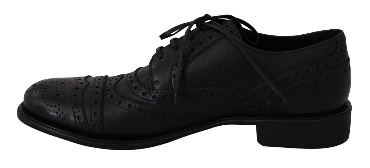 Chaussures habillées Oxford en cuir bleu à bout en aile de la marque Dolce &amp; Gabbana