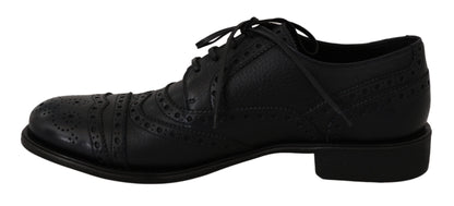 Chaussures habillées Oxford en cuir bleu à bout en aile de la marque Dolce & Gabbana