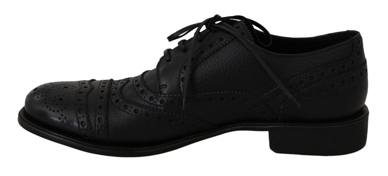 Chaussures habillées Oxford en cuir bleu à bout en aile de la marque Dolce &amp; Gabbana