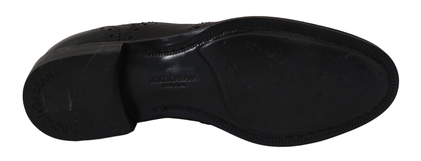 Chaussures habillées Oxford en cuir bleu à bout en aile de la marque Dolce & Gabbana