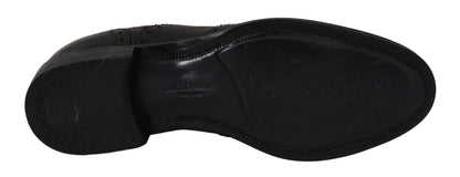 Chaussures habillées Oxford en cuir bleu à bout en aile de la marque Dolce & Gabbana