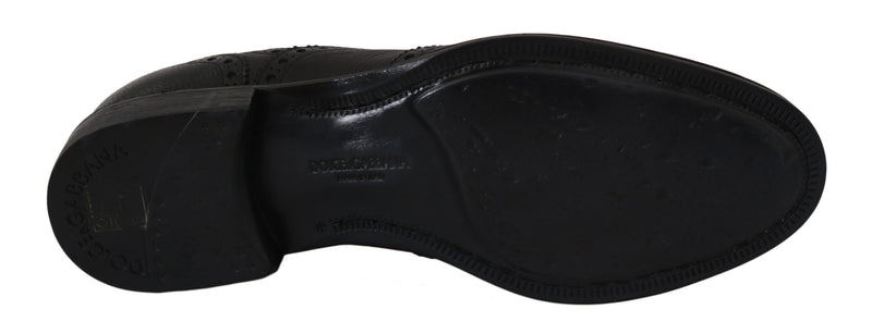 Chaussures habillées Oxford en cuir bleu à bout en aile de la marque Dolce &amp; Gabbana