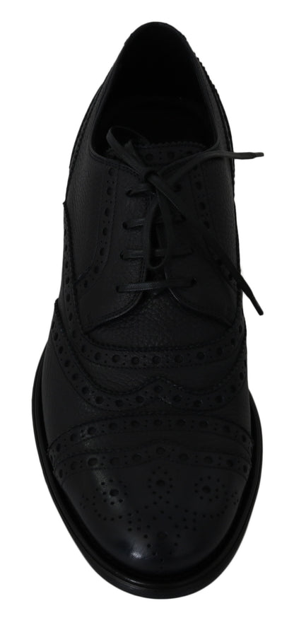 Chaussures habillées Oxford en cuir bleu à bout en aile de la marque Dolce & Gabbana