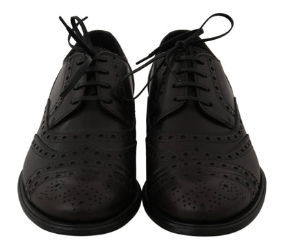 Chaussures de ville à bout en aile en cuir noir de Dolce & Gabbana