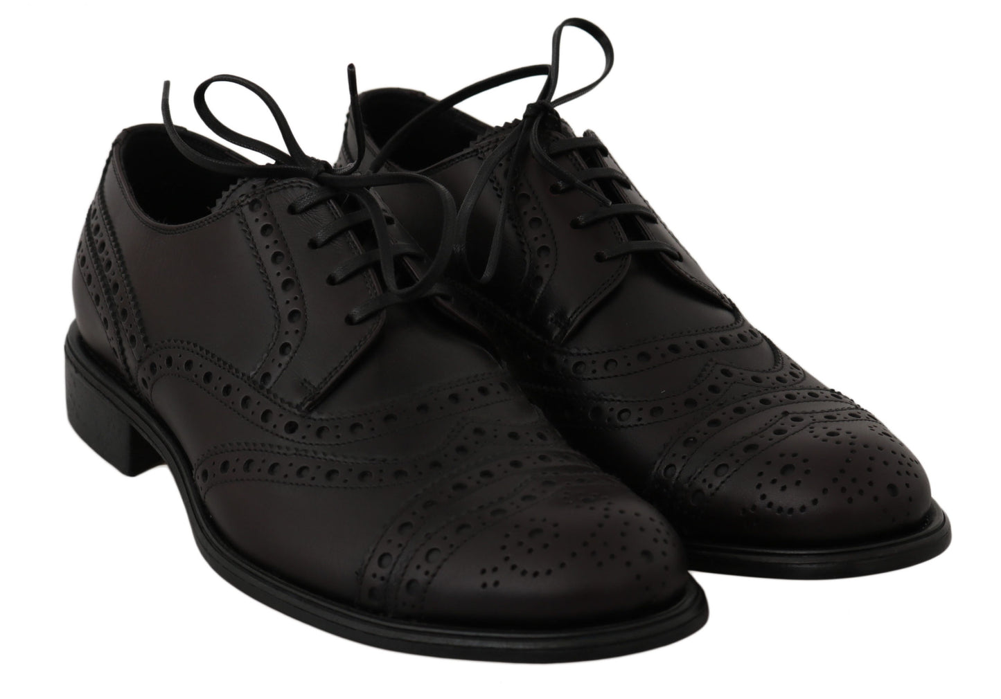 Chaussures de ville à bout en aile en cuir noir de Dolce & Gabbana