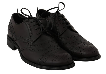 Chaussures de ville à bout en aile en cuir noir de Dolce & Gabbana
