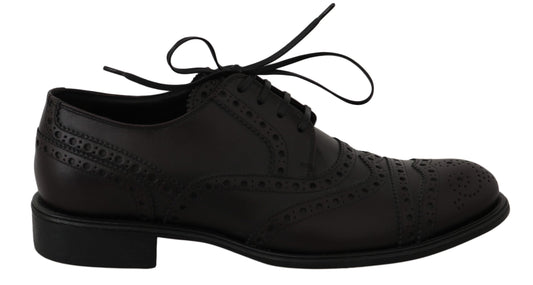 Chaussures de ville à bout en aile en cuir noir de Dolce & Gabbana