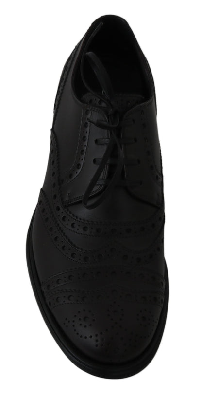 Chaussures de ville à bout en aile en cuir noir de Dolce & Gabbana