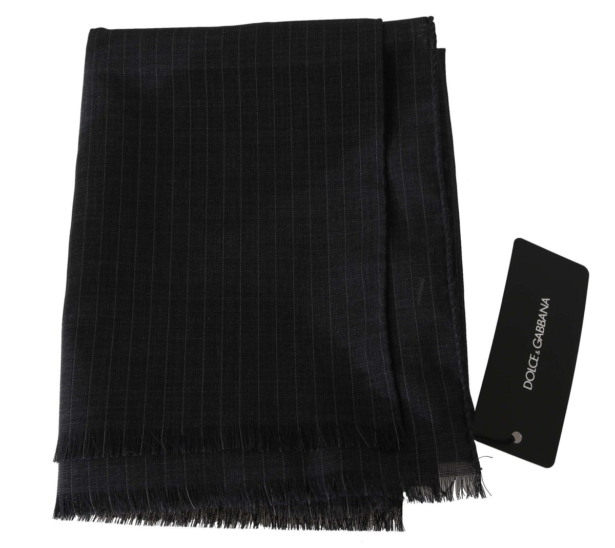 Écharpe portefeuille à rayures grise 100 % laine Dolce &amp; Gabbana