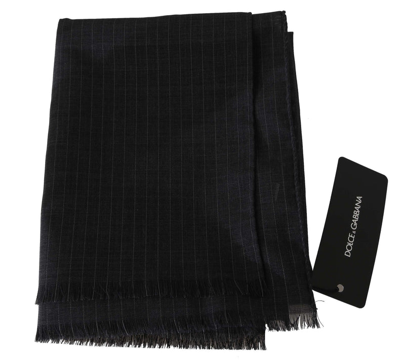 Écharpe portefeuille à rayures grise 100 % laine Dolce &amp; Gabbana