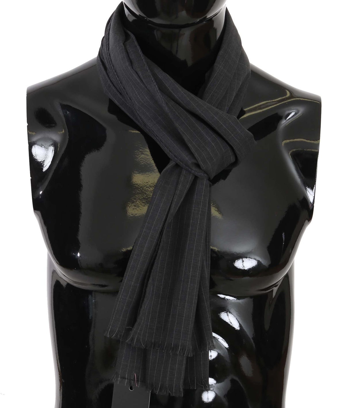 Écharpe portefeuille à rayures grise 100 % laine Dolce &amp; Gabbana