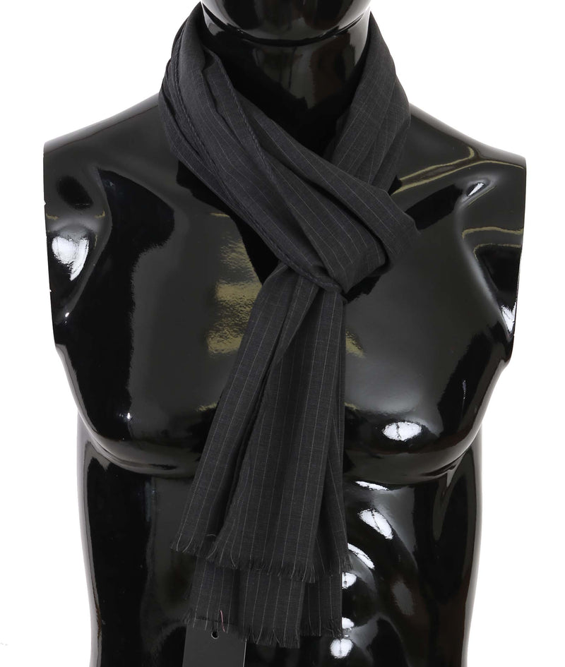 Écharpe portefeuille à rayures grise 100 % laine Dolce &amp; Gabbana