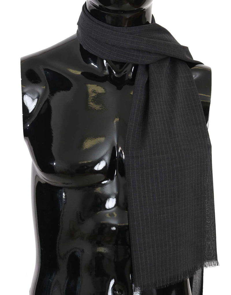 Écharpe portefeuille à rayures grise 100 % laine Dolce &amp; Gabbana