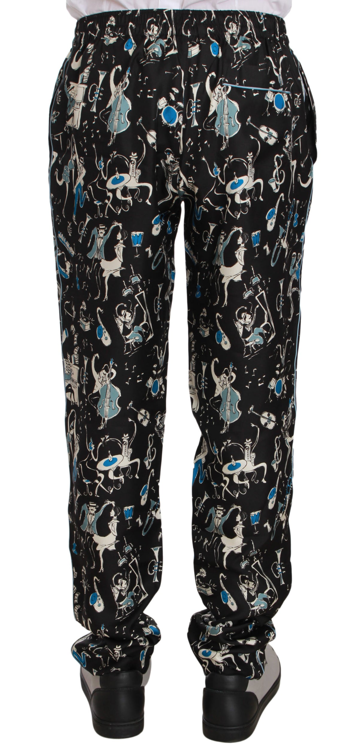 Pantalon de pyjama noir à motif d'instruments de musique Dolce &amp; Gabbana