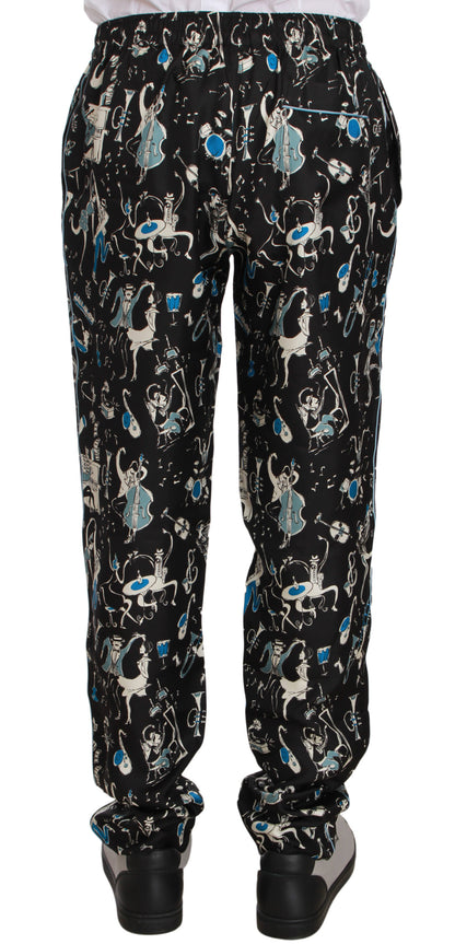 Pantalon de pyjama noir à motif d'instruments de musique Dolce & Gabbana