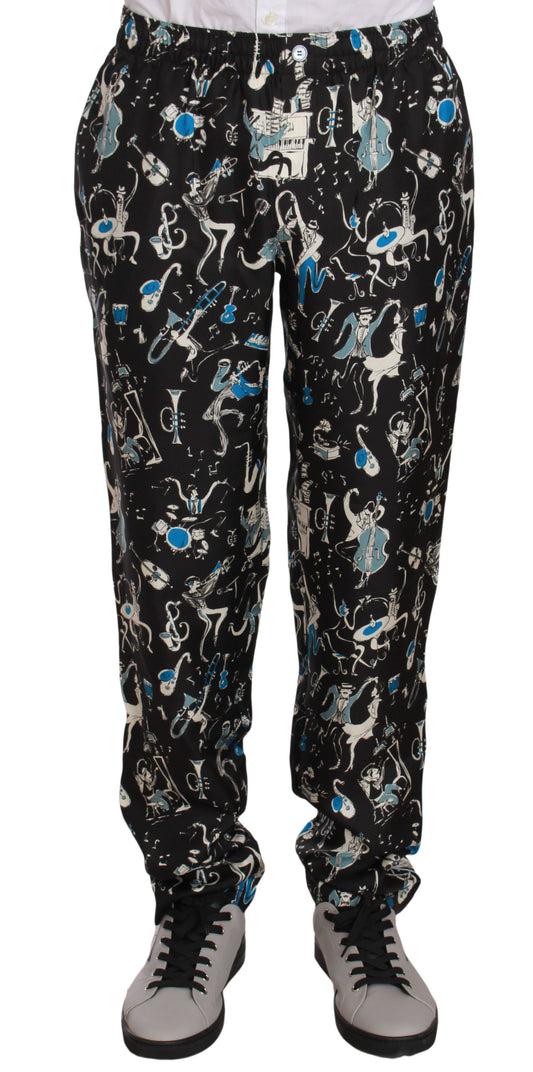 Pantalon de pyjama noir à motif d'instruments de musique Dolce & Gabbana