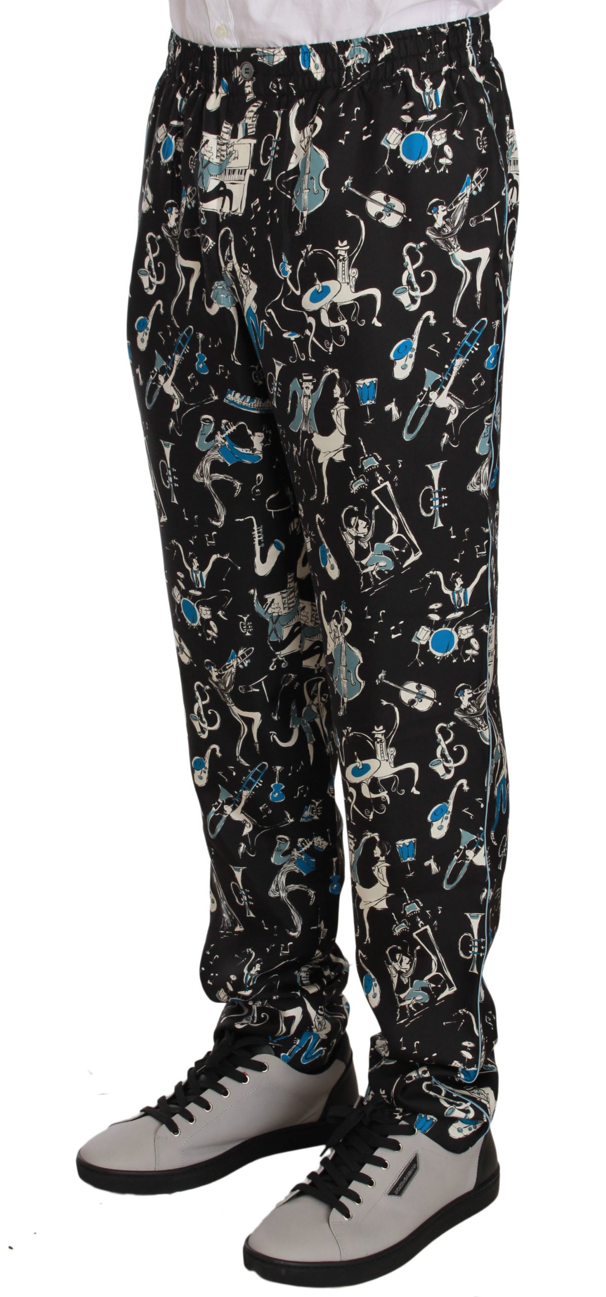 Pantalon de pyjama noir à motif d'instruments de musique Dolce & Gabbana