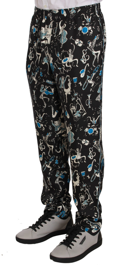 Pantalon de pyjama noir à motif d'instruments de musique Dolce & Gabbana