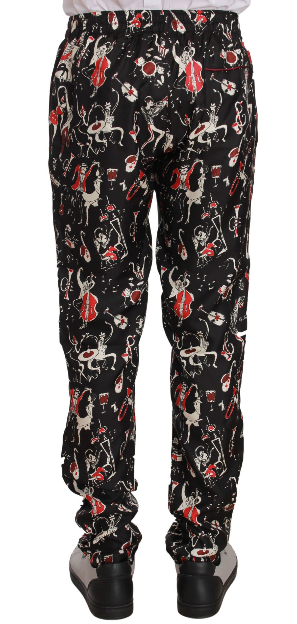 Pantalon de pyjama rouge à imprimé d'instruments de musique Dolce &amp; Gabbana