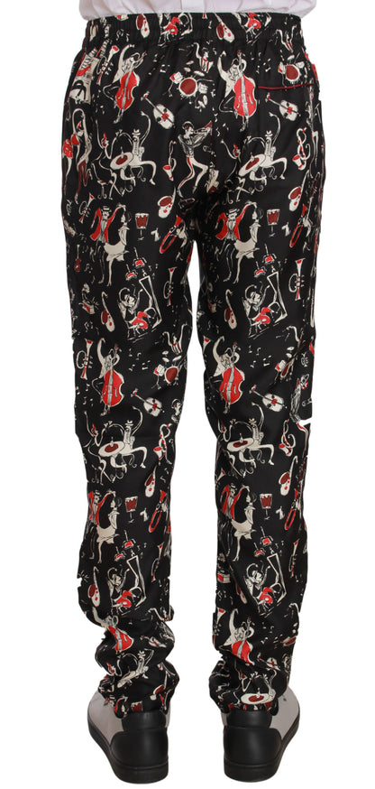 Pantalon de pyjama rouge à imprimé d'instruments de musique Dolce & Gabbana