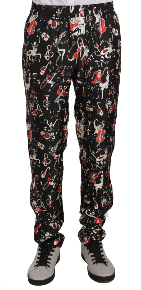 Pantalon de pyjama rouge à imprimé d'instruments de musique Dolce & Gabbana