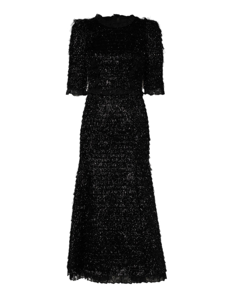 Dolce & Gabbana Metallic Black A-line Midi Dress
