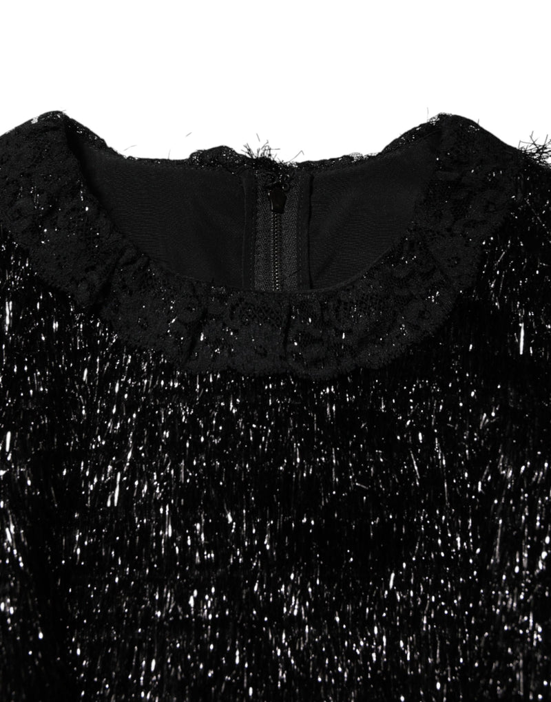 Dolce & Gabbana Metallic Black A-line Midi Dress