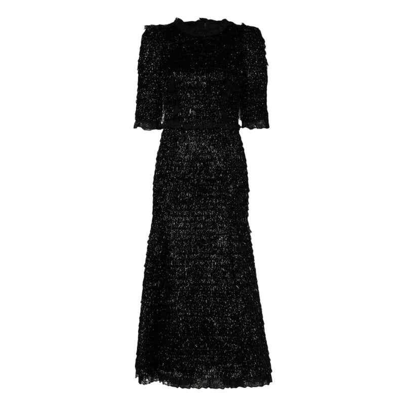 Dolce & Gabbana Metallic Black A-line Midi Dress