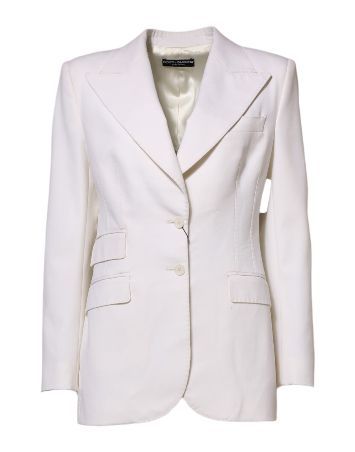 Dolce & Gabbana White Wool Single Breasted Women's Coat Jacket