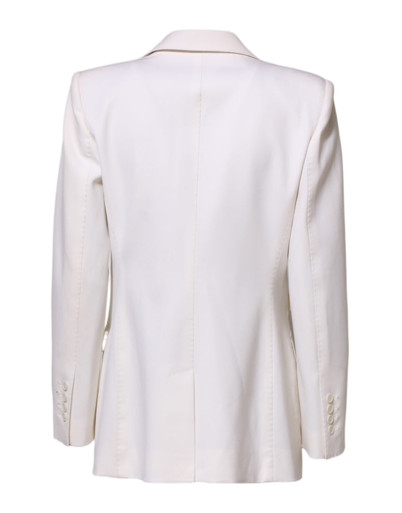 Dolce & Gabbana White Wool Single Breasted Women's Coat Jacket
