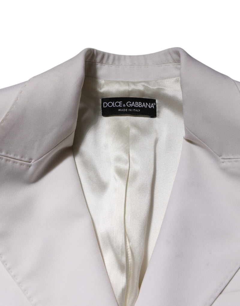 Dolce & Gabbana White Wool Single Breasted Women's Coat Jacket