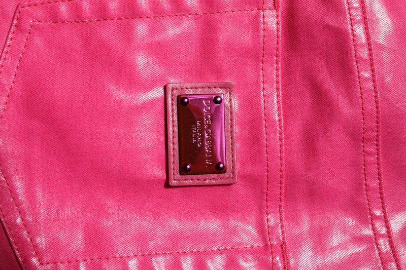 Dolce & Gabbana Pink Cotton High Waisted Skinny Denim Jeans