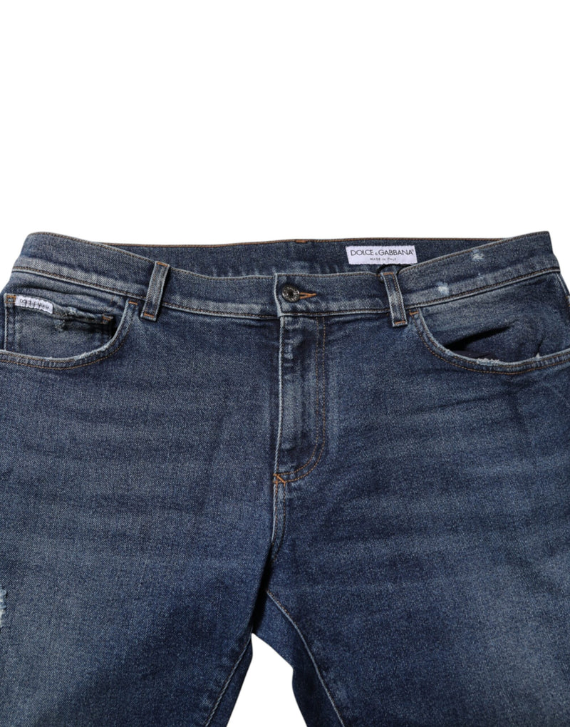 Dolce & Gabbana Jeans en Denim Bleu Mi-Taille Droite