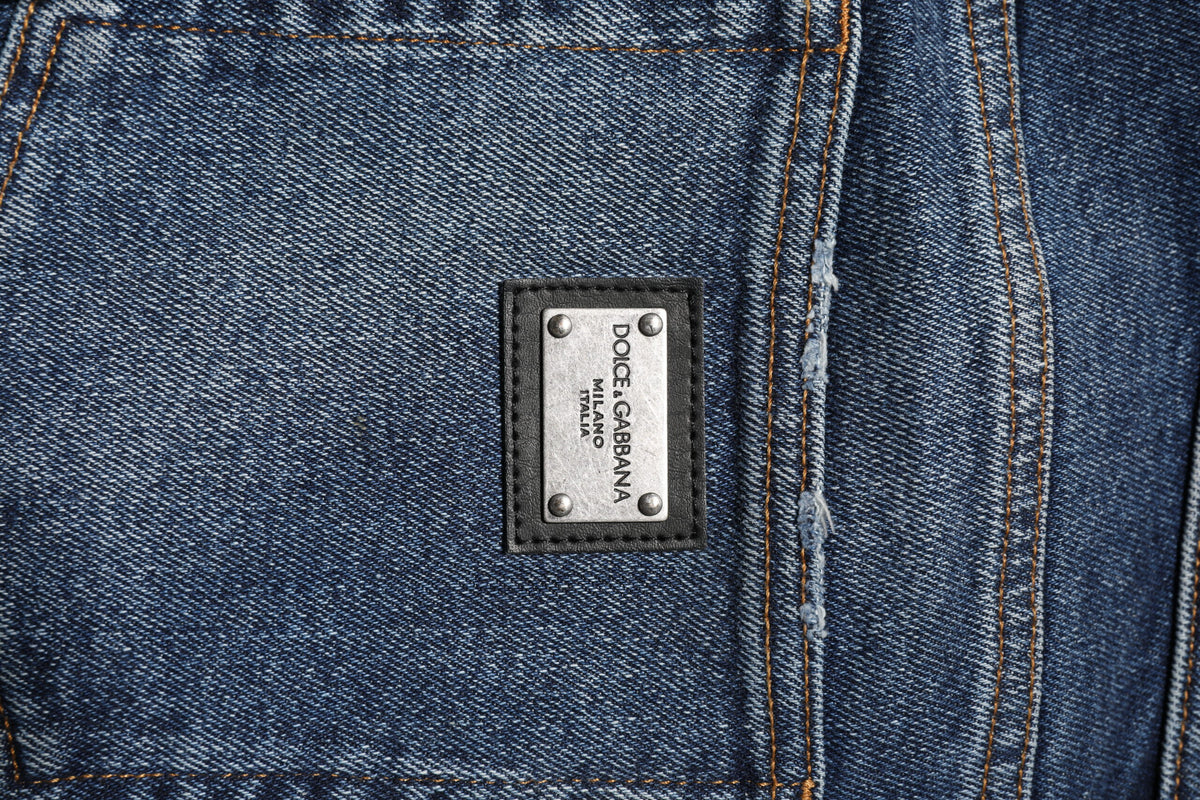 Dolce & Gabbana Jeans en Denim Bleu Mi-Taille Droite