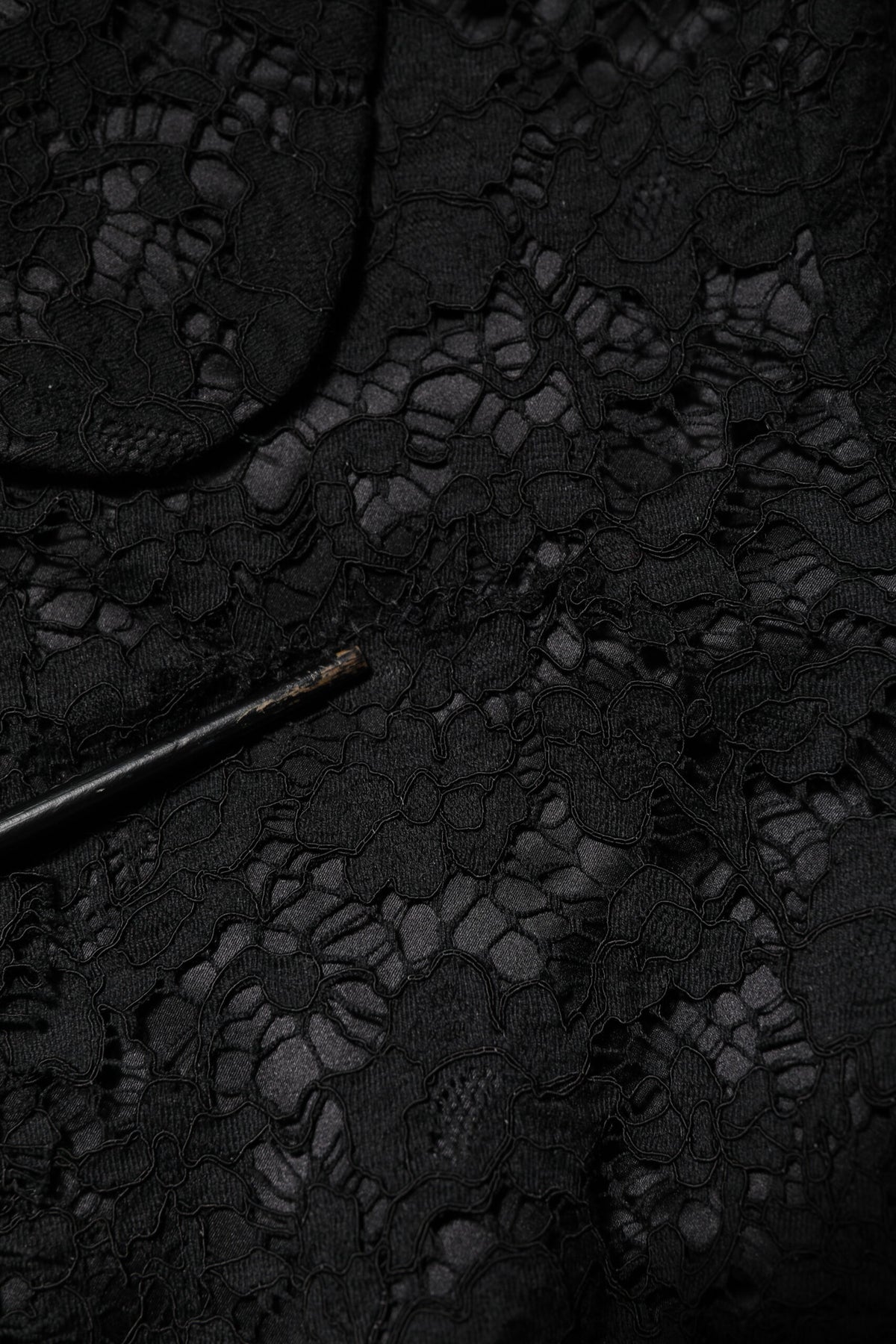 Dolce & Gabbana Black Floral Lace Cotton Collared Jacket