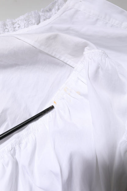 Dolce & Gabbana wit, gefranjd, kantrijk versierd bloesje