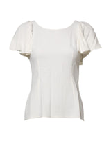 Dolce & Gabbana Blouse Femme Blanche à Col Rond et Manches Courtes
