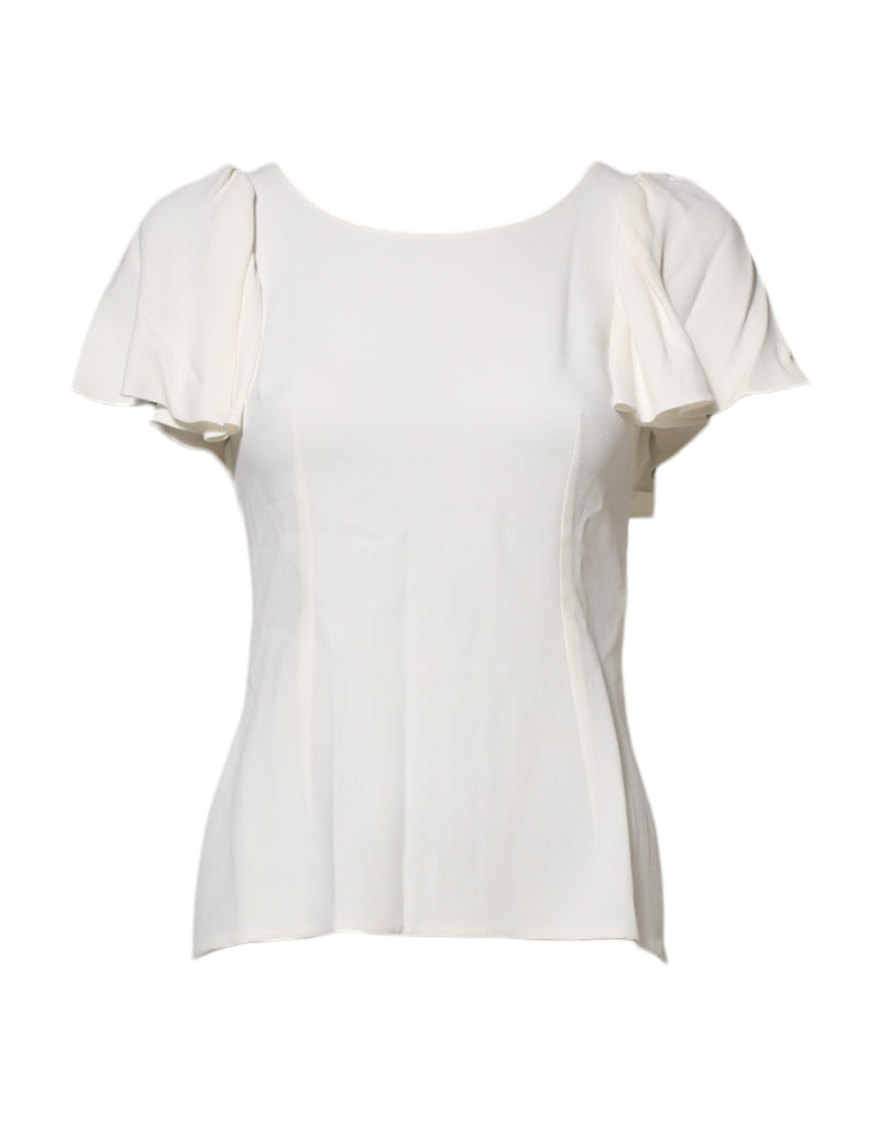 Dolce & Gabbana Blouse Femme Blanche à Col Rond et Manches Courtes